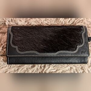 Black Leather and Fur Wallet